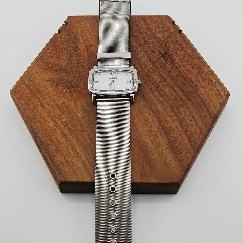 Louis Arden Silver Tone Bracelet Watch Chainmail Artsy Futuristic Steampunk